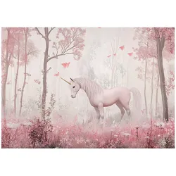 TAPETE Kinderzimmer Mädchen Einhorn Vlies Fototapete 350x250