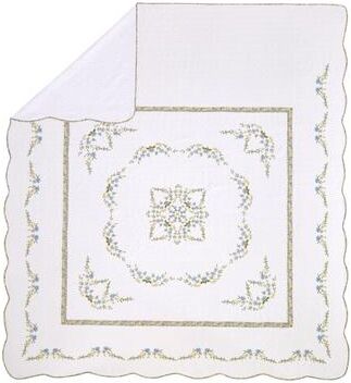 Porch & Den Isaac Floral Embroidered White/Blue Cotton Bedspread (pillow sham sold separately)