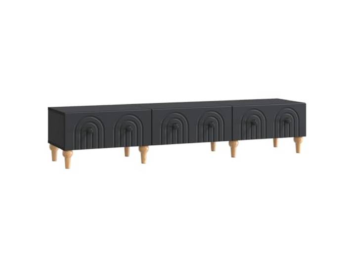 KTHLBRH TV-Schrank Schwarz 147 x 34,5 x 30 cm Holz 3 Schubladen, Beinhöhe 10 cm, maximales Gewicht 60 kg, vielseitig einsetzbar, Montage erforderlich