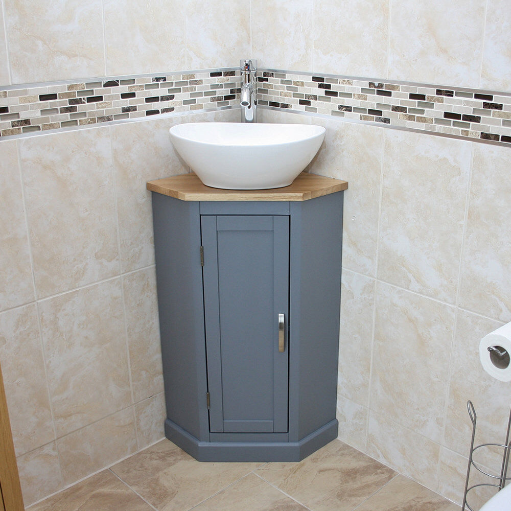 Three Posts Lewiston Free-standing Corner Vanity Grey 390mm W