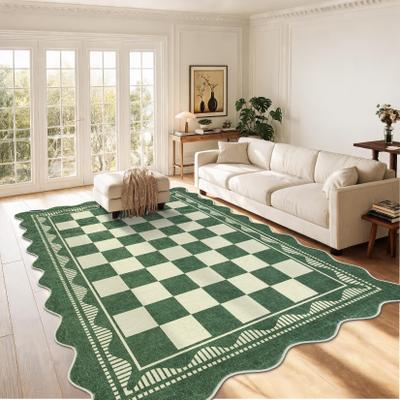 Garvee Scalloped Modern Checkered Area Rug