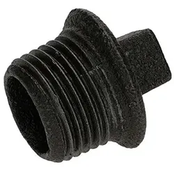 Temperguss Fitting schwarz Stopfen mit Rand 3/8"