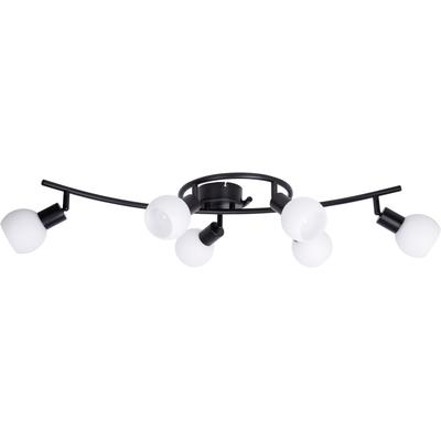 NOWA Deckenleuchte "LOXY", schwarz, 6 Stk., Leuchten, Deckenlampe, Dreh-/Schwenkbar, Glas opal, Flur, Wohnzimmer, Deckenleuchte