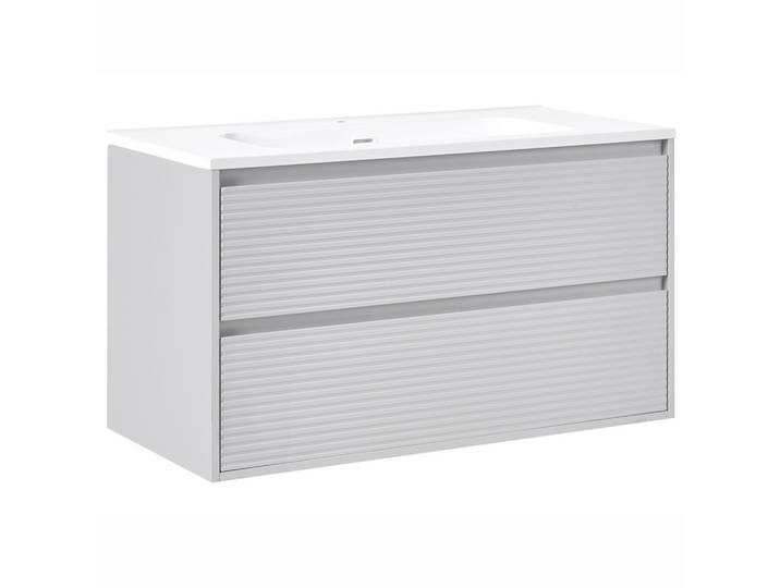 WASCHBECKENUNTERSCHRANK wandmontiertk mit Waschbecken Grau Bahia