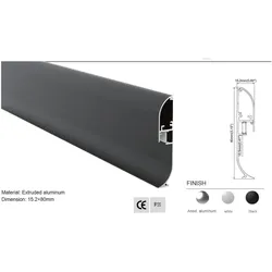 Synergy 21, Profil + Stange, LED U-Profil 200cm, ALU1580, weiss, Fussboden/Sockelleiste