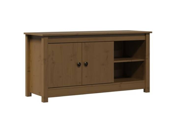 GKHPYURE TV-Schrank Bernstein 103 x 36,5 x 52 cm Massivholz Kiefer 1 Regal, 2 Türen, großes Fach, stabiler Rahmen, für Wohnzimmer