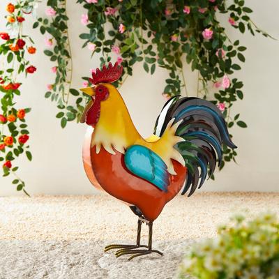 "Glitzhome 21""H Metal Patriotic Rooster Porch Decor Statue"