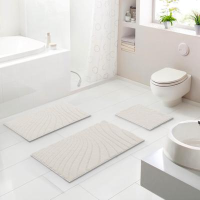 Badematte GRUND "Caffi", beige (natur), H:20mm, Polyester, Badematten, Badematte, Zeitlos schönes Wellenmuster, mit Hoch-Tief, 5 Jahre Garantie