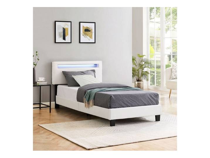 CARO-Möbel Polsterbett BENITO, Polsterbett 90x200 cm Einzel Jugend Bett mit Kunstleder & LED Beleucht