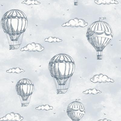 Fine Decor Ariya Light Blue Vintage Balloons Wallpaper - 396 x 20.5
