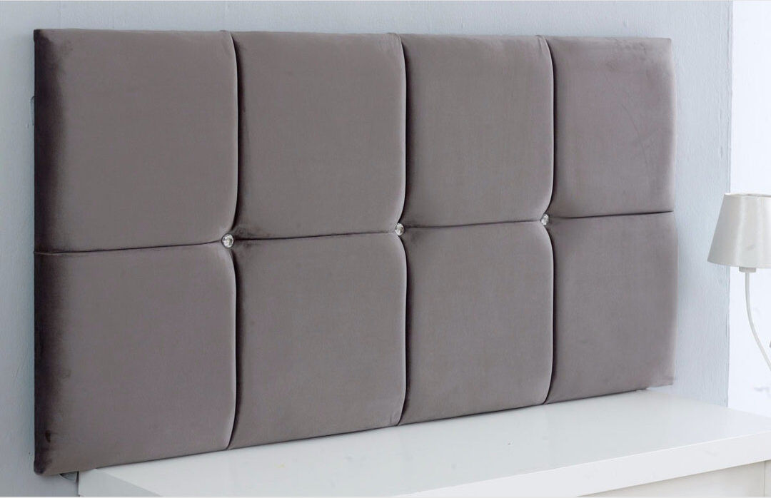 17 Stories Carter-James Upholstered Velvet Headboard Grey Kingsize (5')
