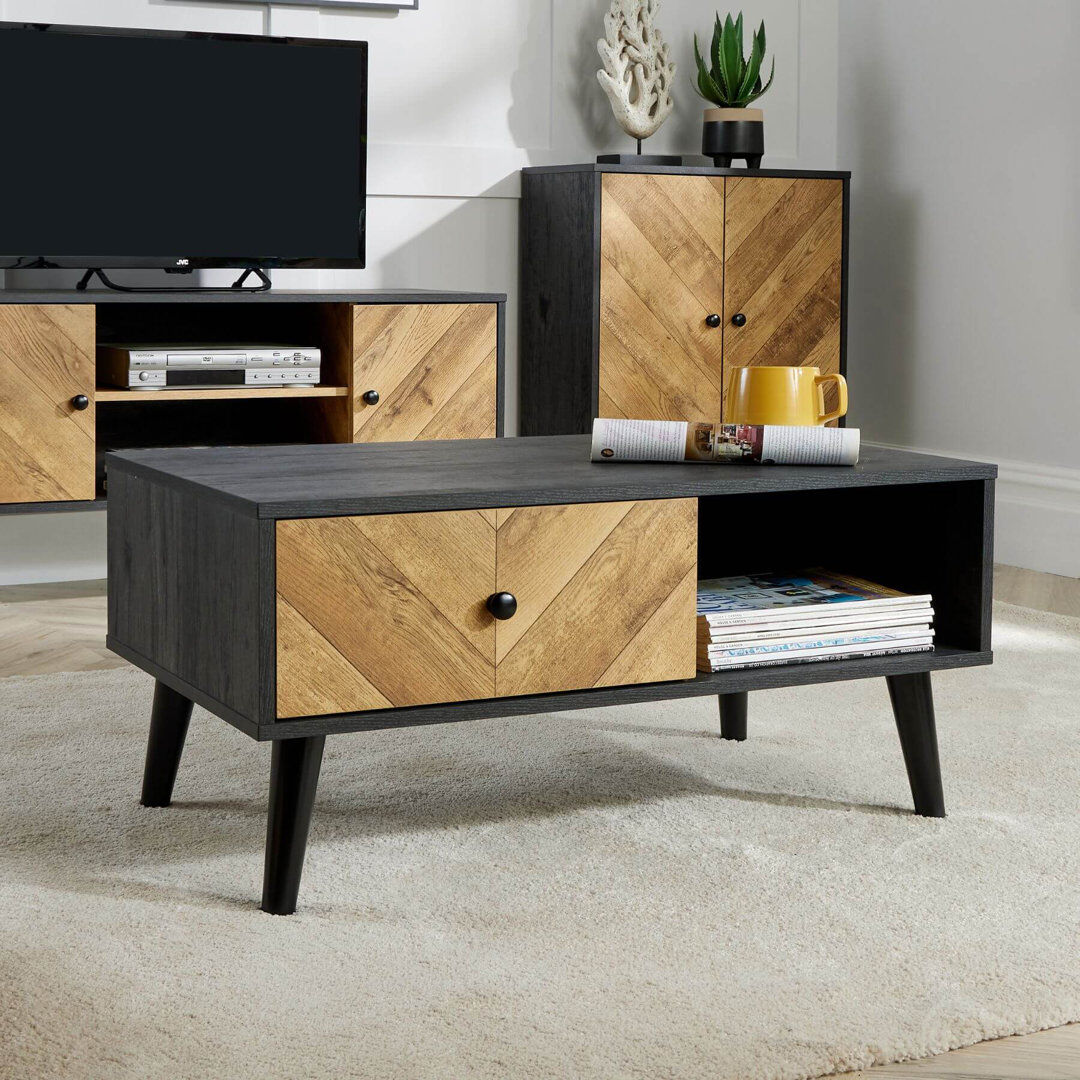 Alpen Home Narka 1 Drawer Coffee Table with Storage Shelf Black