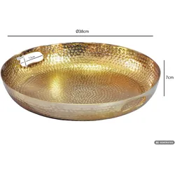 FineBuy, Dekoschale, Obstschale Früchteschale Aluminium Schale 38cm Dekoschale Metall Hammerschlag