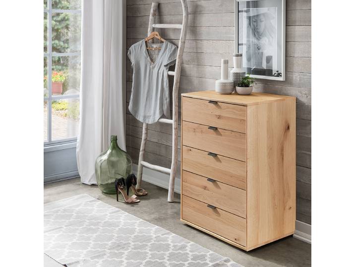 Commode avec 5 tiroirs 60cm Beige/Marron/Aulne Chêne