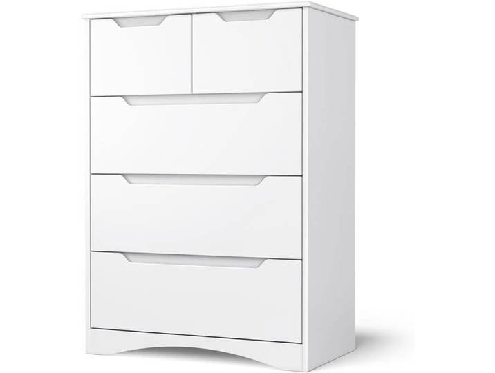 Commode - BEALIFE - commode AP23 - 5 tiroirs - Laqué blanc - 72x41x94 cm