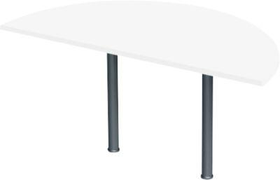 Ansatztisch, Halbkreis, Ø 1600 mm, weiß/anthrazit