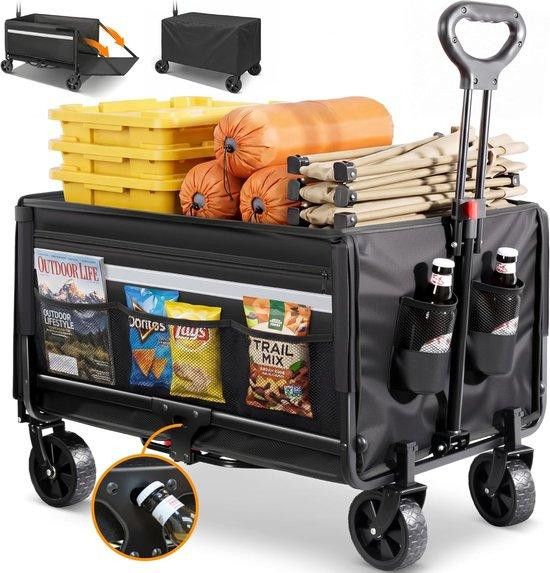 HOMECALL Opvouwbare Bolderkar Strandwagen Zwart - Maximaal 150 kg