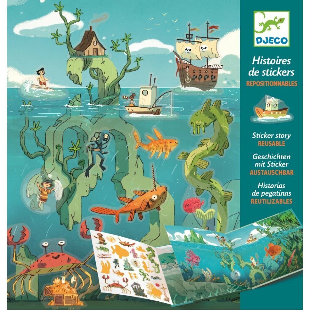 Djeco Plaatjes met verplaatsbare stickers Avonturen op zee