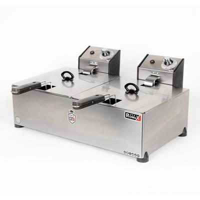 Romux® Elektrische Fritteuse Professionelle 8+8 Liter Tischgerät Doppelt | Fritteuse aus Edelstahl 7000 W mit Sicherheitsthermostat