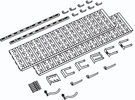 Panel na nářadí a boxy ELEMENT SYSTEM, sada s 18 držáky na nářadí