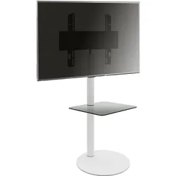 VCM TV Standfuß mit Zwischenboden 32-70 Zoll   VESA max. 600x400 bis 40 kg   Runder Fernseh Ständer aus Alu   TV Bodenständer Maße ca. H. 100 x B. 55 x T. 45 cm   Fernsehstand Cirla