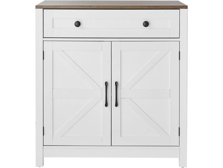 VEVOR Dressoir Keukenkast met Laden\, Buffetkast Landelijke Stijl voor Woonkamer\, Hal\, Keuken\, Opbergkast 75 x 37\,5 x 80 cm Keukenbuffetkast Wit + Bruin