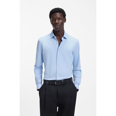 Businesshemd HUGO "Kenno Easy Care", Herren, Gr. 40, N-Gr, blau (light, pastel blau459), Jersey, Obermaterial: 90% Polyamid, 10% Elasthan, unifarben, slim fit normal, Rundhals, Manschette, Hemden, Bügelfrei, Polyamid-Stretch-Jersey, Slim Fit,...