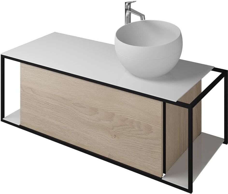 burgbad Junit Waschtischkombination mit Mineralguss-Waschtisch 120 cm Rechts