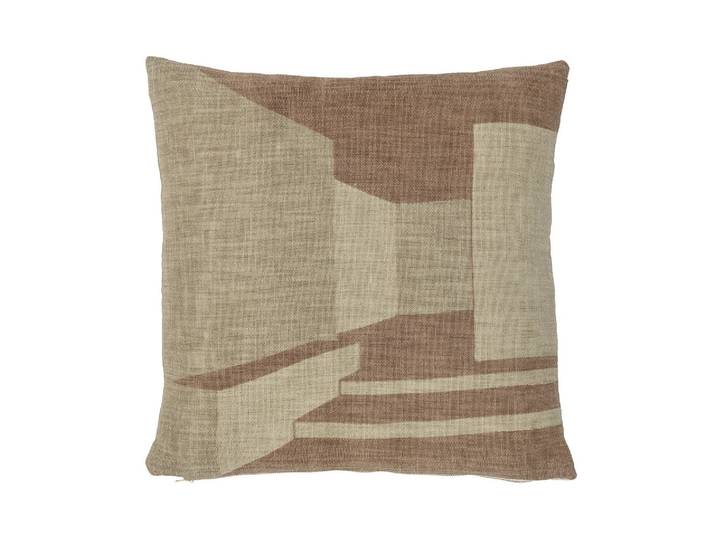 Coussin en coton beige, 45x45 cm, carré, à motifs, style nordique