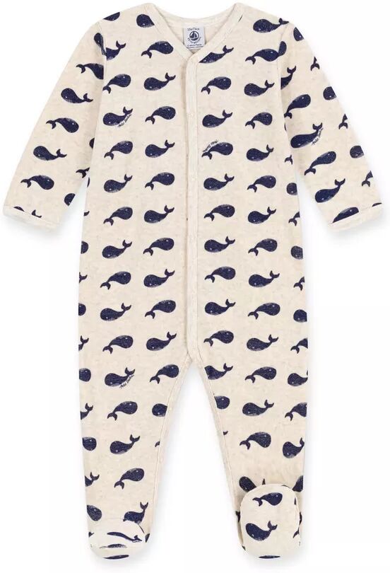 Petit Bateau - Einteiliger Pyjama, lang, 24M, Grau Bedruckt