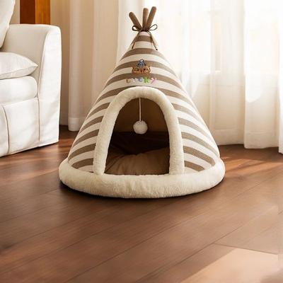 Uplift Treasures Self Warming Plush Cat Tent Bed brown 21.65 21.65 18.90 In