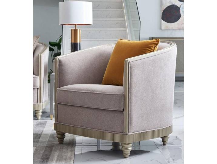 JVmoebel Sessel Beige Relax-Sessel aus Textil mit Wellenunterfederung (Sessel), Made in Europa