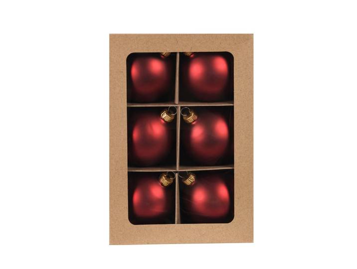 6er Set Weihnachtsbaumkugeln, rot