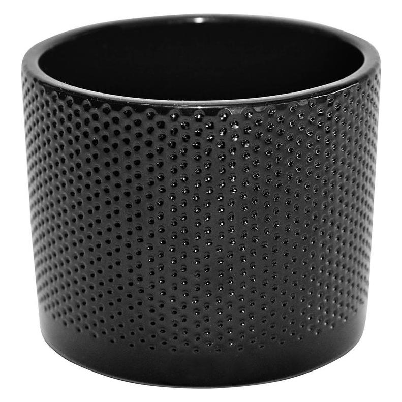 Domoletti Ceramic pot, WALEC KROPKI, Ø 19 cm, black shiny (19 x 17.60 cm) (5906750939506)