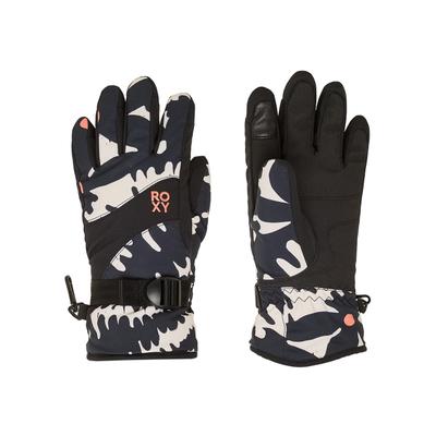 Snowboardhandschuhe ROXY "Roxy Jetty Girl", Kinder, Gr. L, schwarz (schwarz big flower), Obermaterial: 50% Polyester, 50% Polyurethan., Handschuhe