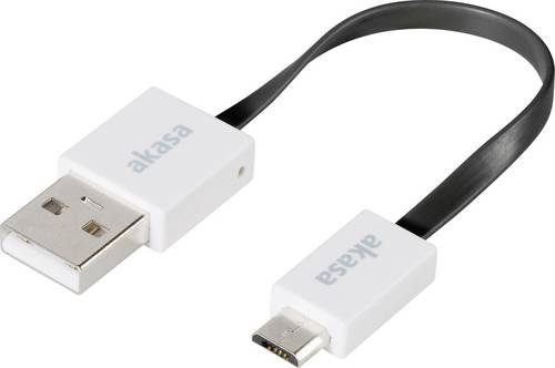 Akasa USB-Kabel USB 2.0 USB-A Stecker, USB-Micro-B Stecker 0.15m Schwarz hochflexibel, vergoldete Steckkontakte, UL-zertifiziert