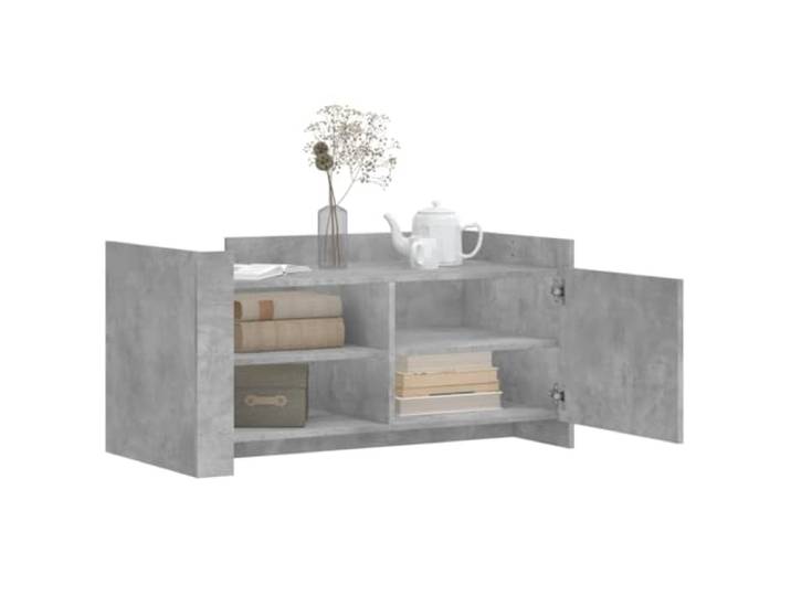 KTHLBRH Couchtisch, Grau, Beton, 100 x 50 x 50 cm, Holz, mehrschichtig Praktische Tür, viel Stauraum, zwei Montagemöglichkeiten, stabile Tischplatte