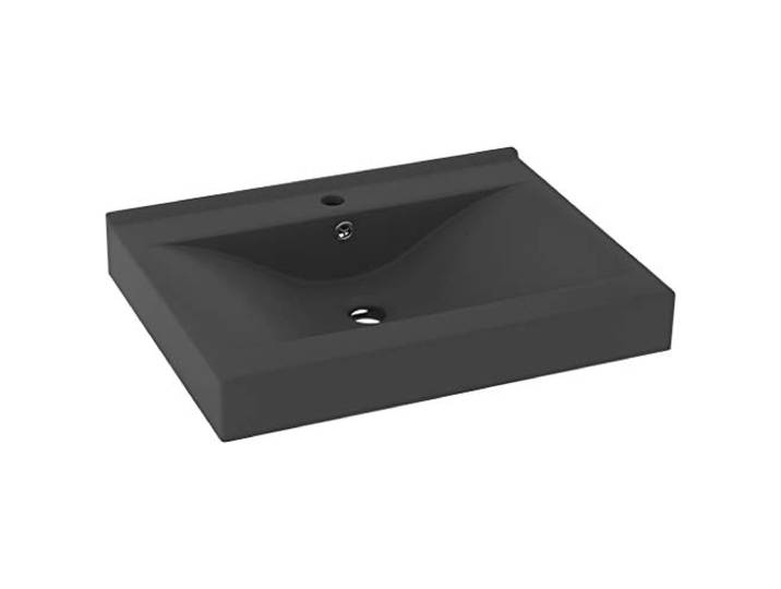 vidaXL Lavabo avec trou de robinet Gris foncé mat 60x46 cm Céramique