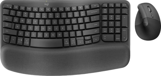Logitech Wave Keys Draadloos Ergonomisch Toetsenbord en Logitech Lift Ergonomische Muis Set