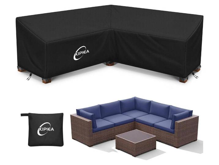 Abdeckung Loungemöbel L-Form Wasserdicht 204x204x85cm 500D Oxford UV-beständig Winddicht