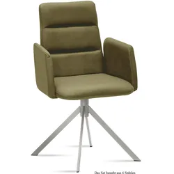 ARMLEHNSTUHL (6er-Set) Dorlen 52x92x60 Edelstahl/Olivgrün