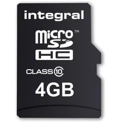 Integral SDHC Micro 4GB cl10 Adapt (4 GB, microSD, U1, UHS-I), Speicherkarte, Schwarz