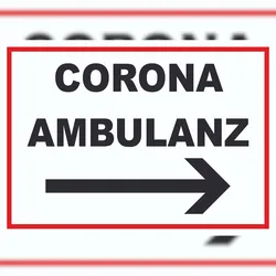 HB-Druck Corona Ambulanz Pfeil rechts Schild A3 (297x420mm)