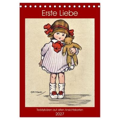 Erste Liebe - Teddybären auf alten Ansichtskarten (Tischkalender 2027 DIN A5 hoch), CALVENDO Monatskalender