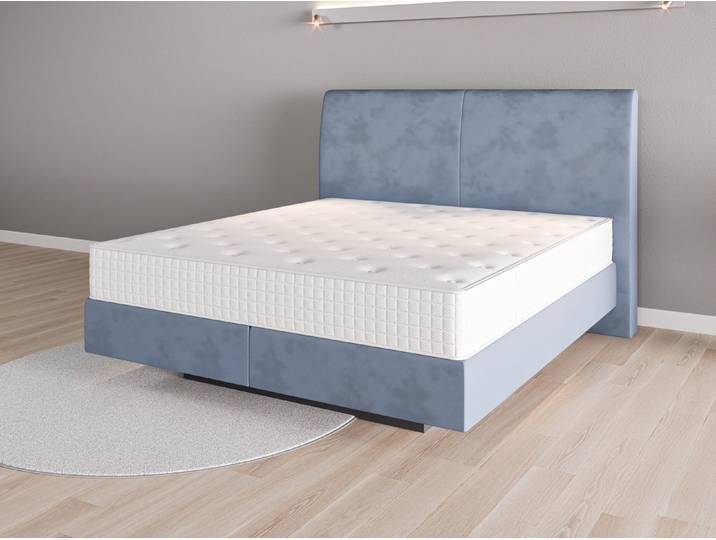Boxspringbett 180x200 Nr. 2 - Blau (Jeansblau) - Vintage Velours