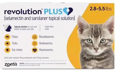 Revolution Plus For Kittens And Small Cats 2.8-5.5lbs (1.25-2.5kg) Yellow 12 Pack