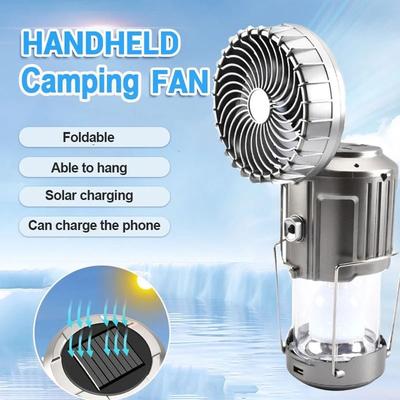 Portable Camping Fan Lantern With Solar Charging And Power Bank Portable Camping Fan Lantern With Solar Charging And Power Bank