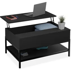 Relaxdays Aufklappbarer Couchtisch Schwarz