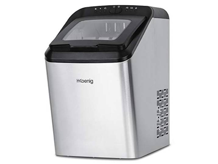 H.Koenig Eiswürfelmaschine, KBP40 15 kg in 24 Stunden, Schnelle Produktionszeit 6 min, 2 Eiswürfelgrößen, Kapazität 2,8 L, Gehäuse aus Edelstahl, Eiswürfelschaufel