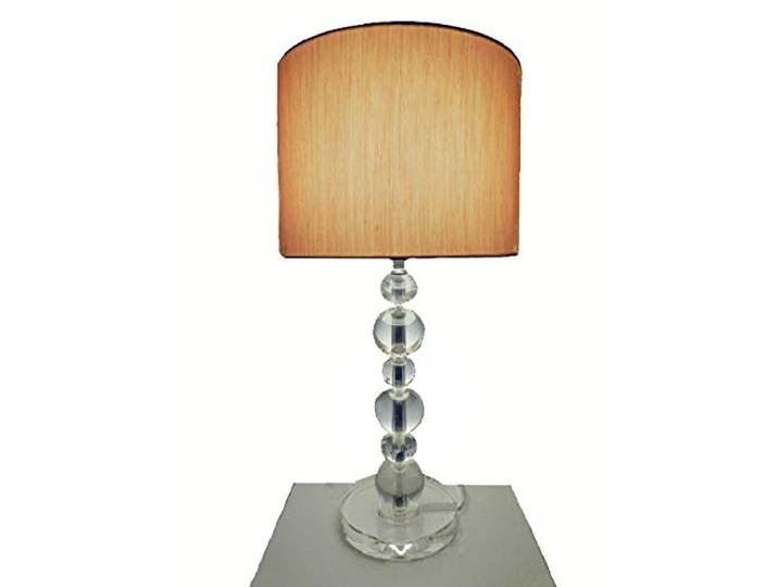 Dapo LED-Kristall-Tisch-Leuchte-Lampe VIRAG, H: 49 cm, inklusive LED-Leuchtmittel E27 1x 6W, Nachttisch-Fenster-Kommode-Fernseh-Leuchte-Lampe (klar-Gold, Virag 49 cm)